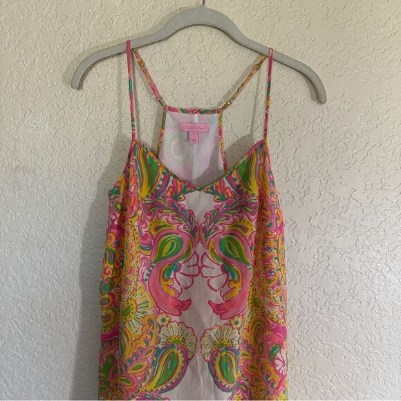 Lilly Pulitzer Dusk Hotty Pink Double Trouble Engineered Silk Slip Dress Small - Picture 5 of 13